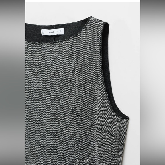 NWT Mango Women’s Black and Gray Short Knitted Mini Dress - Picture 6 of 14